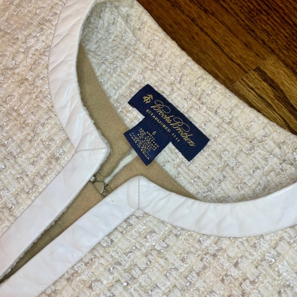 Brooks Brothers Gold Tweed w/ leather jacket Sz. 6 - Picture 4 of 8